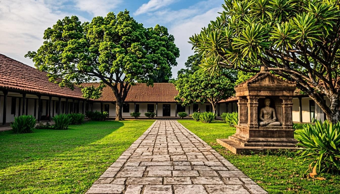The green campus courtyard of Eheliyagoda Central College